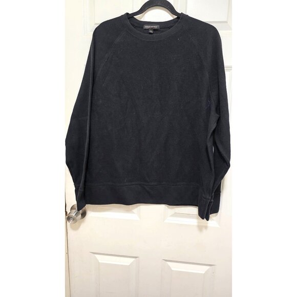 Banana Republic Black XL Crewneck Sweater Waffle Knit Long Sleeve Patch Elbow - Picture 2 of 7